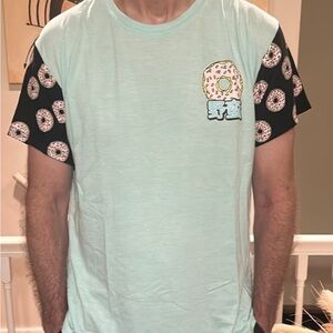 Mint Green Donut Print Men's T-Shirt
